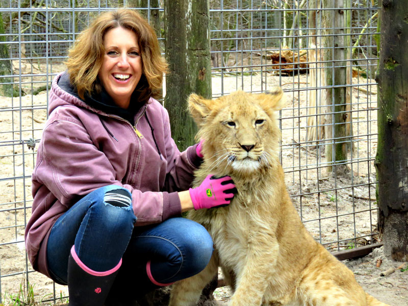 Mary with Vern a male African Lion cub